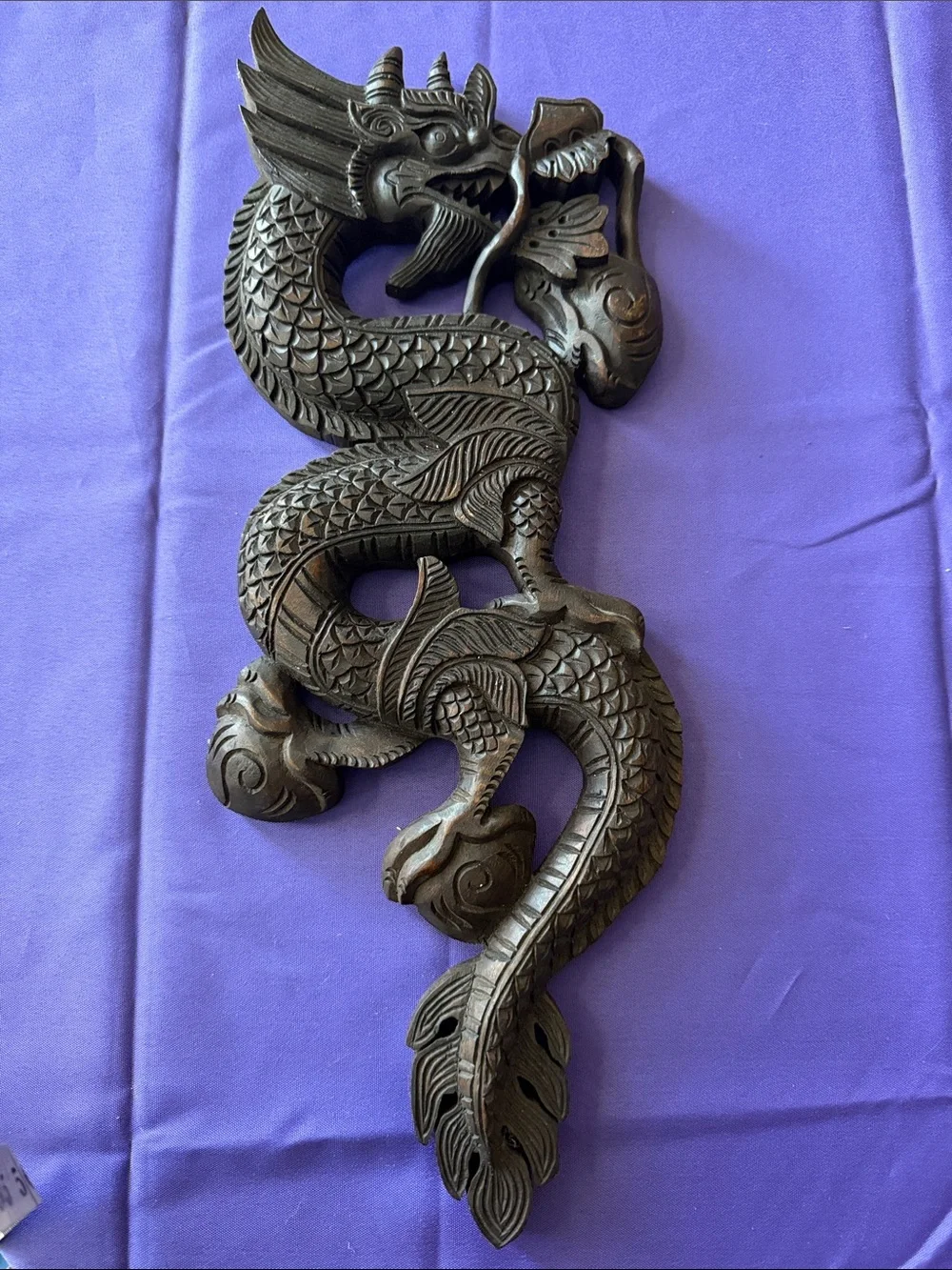 Vintage Hand Carved Wood Asian Dragon 🐉